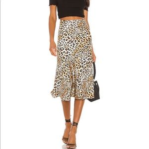 Majorelle midi silk leopard skirt
